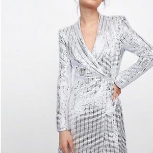 Zara Metallic Blazer Dress